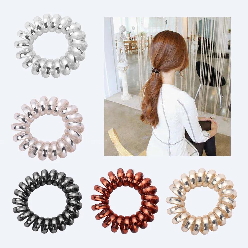 1PC Fashion Elastic Gum Telephone Wire Hair Bands Girls Hair Accessories Rubber Band Headwear Hair Rope Spiral Shape Hair Ties