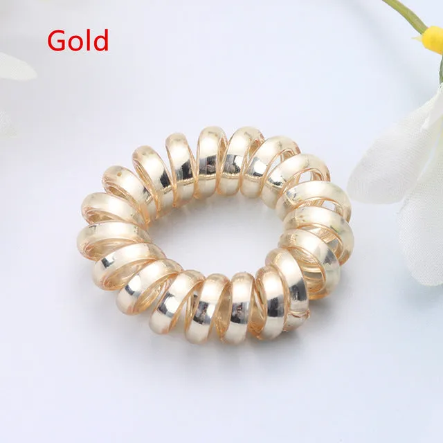 1PC Fashion Elastic Gum Telephone Wire Hair Bands Girls Hair Accessories Rubber Band Headwear Hair Rope Spiral Shape Hair Ties