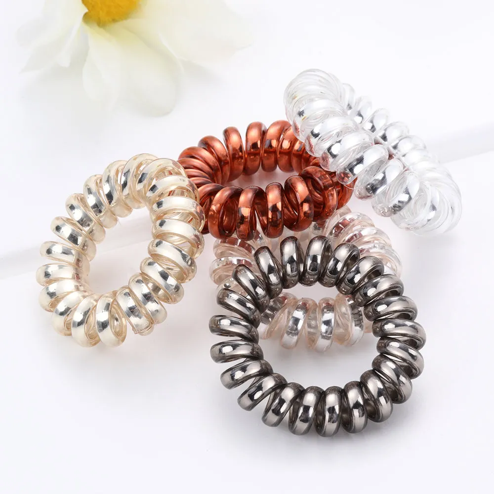 1PC Fashion Elastic Gum Telephone Wire Hair Bands Girls Hair Accessories Rubber Band Headwear Hair Rope Spiral Shape Hair Ties