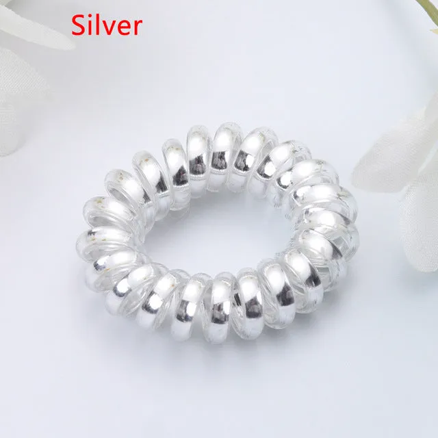 1PC Fashion Elastic Gum Telephone Wire Hair Bands Girls Hair Accessories Rubber Band Headwear Hair Rope Spiral Shape Hair Ties