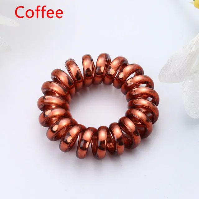 1PC Fashion Elastic Gum Telephone Wire Hair Bands Girls Hair Accessories Rubber Band Headwear Hair Rope Spiral Shape Hair Ties
