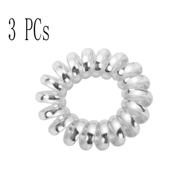 1PC Fashion Elastic Gum Telephone Wire Hair Bands Girls Hair Accessories Rubber Band Headwear Hair Rope Spiral Shape Hair Ties
