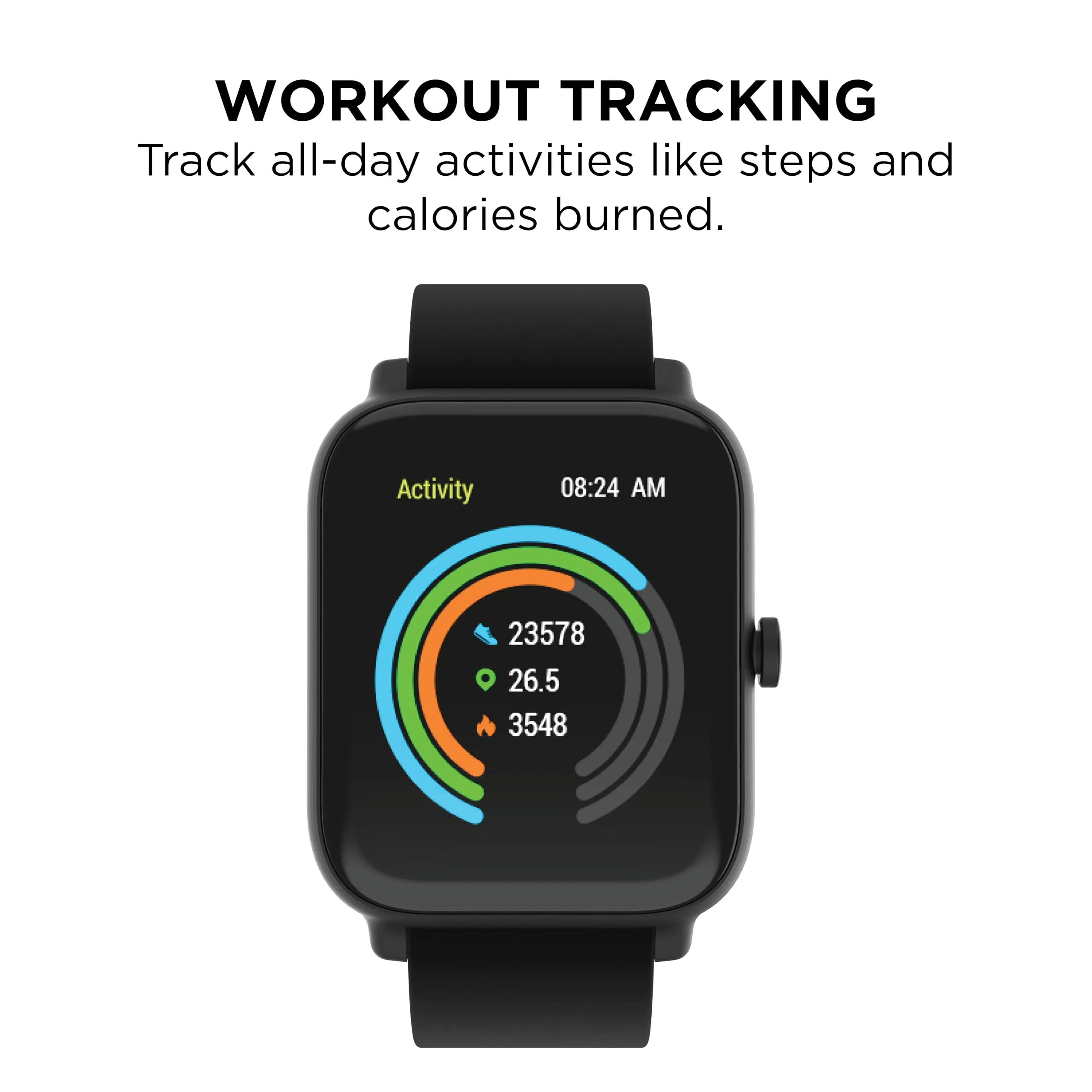 24/7 EVO Unisex Smartwatch - Fitness Tracker, Heart Rate Monitor,  Customizable Watch Face - Activity and Calorie Tracker - Multi Sports Modes - Bluetooth Connectivity