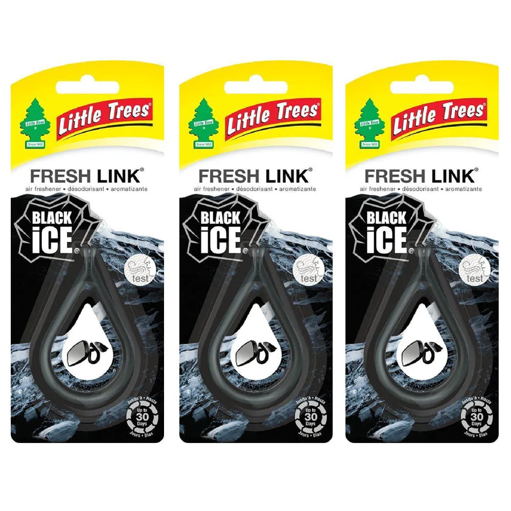 3 Little Trees Fresh Link Black Ice Hanging Car Home Air Fresheners Office Scent