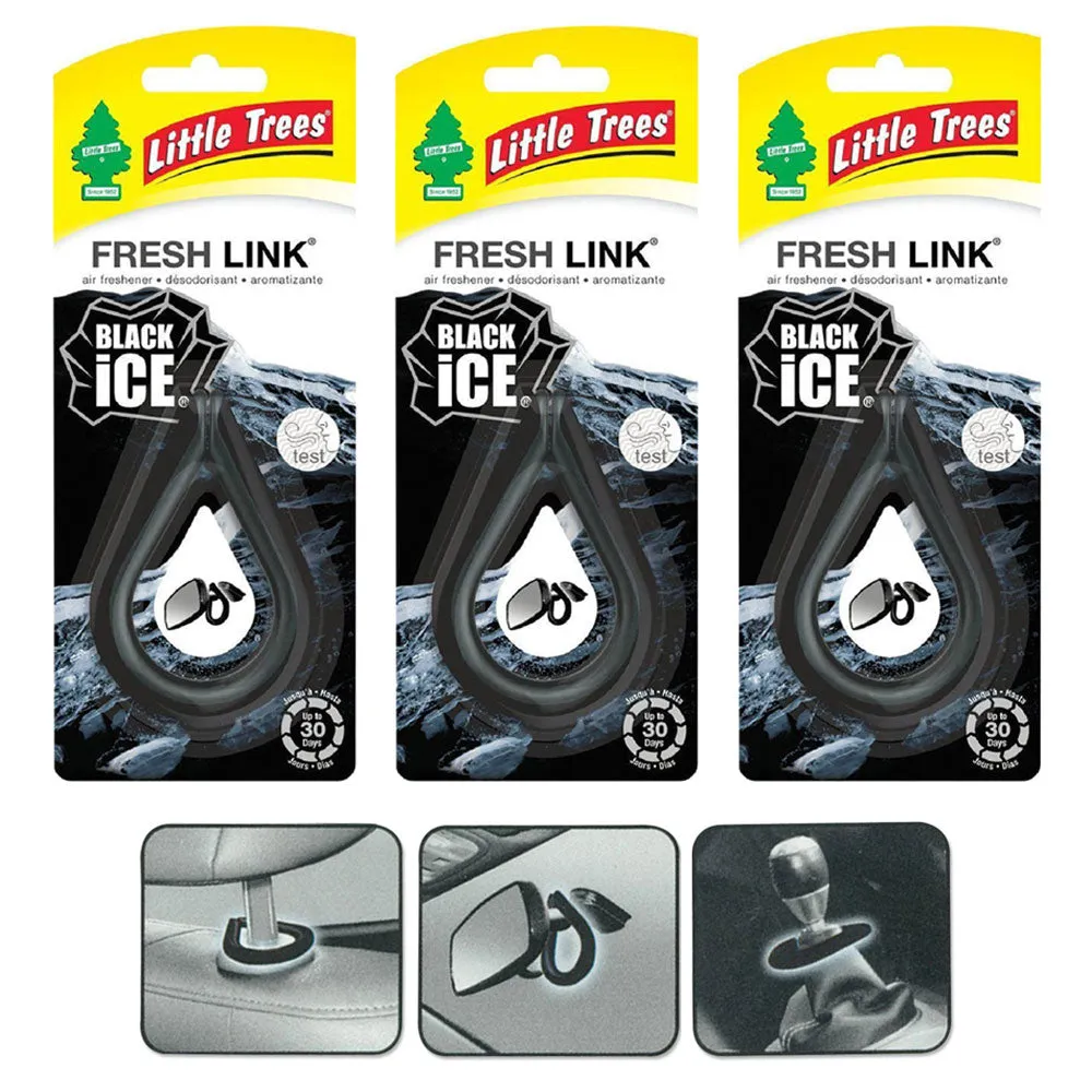 3 Little Trees Fresh Link Black Ice Hanging Car Home Air Fresheners Office Scent