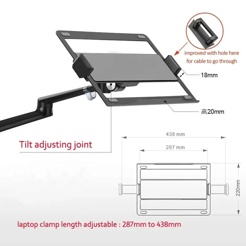 Adjustable Desktop Stand for 17-32 and 12-17 Monitors - Aluminum