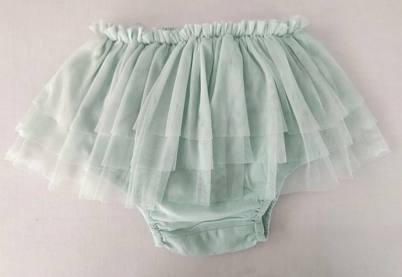 Elegant Mint Green Cotton and Nylon Ruffled Diaper Cover Bloomer