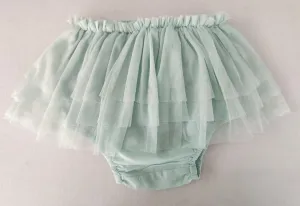 Elegant Mint Green Cotton and Nylon Ruffled Diaper Cover Bloomer
