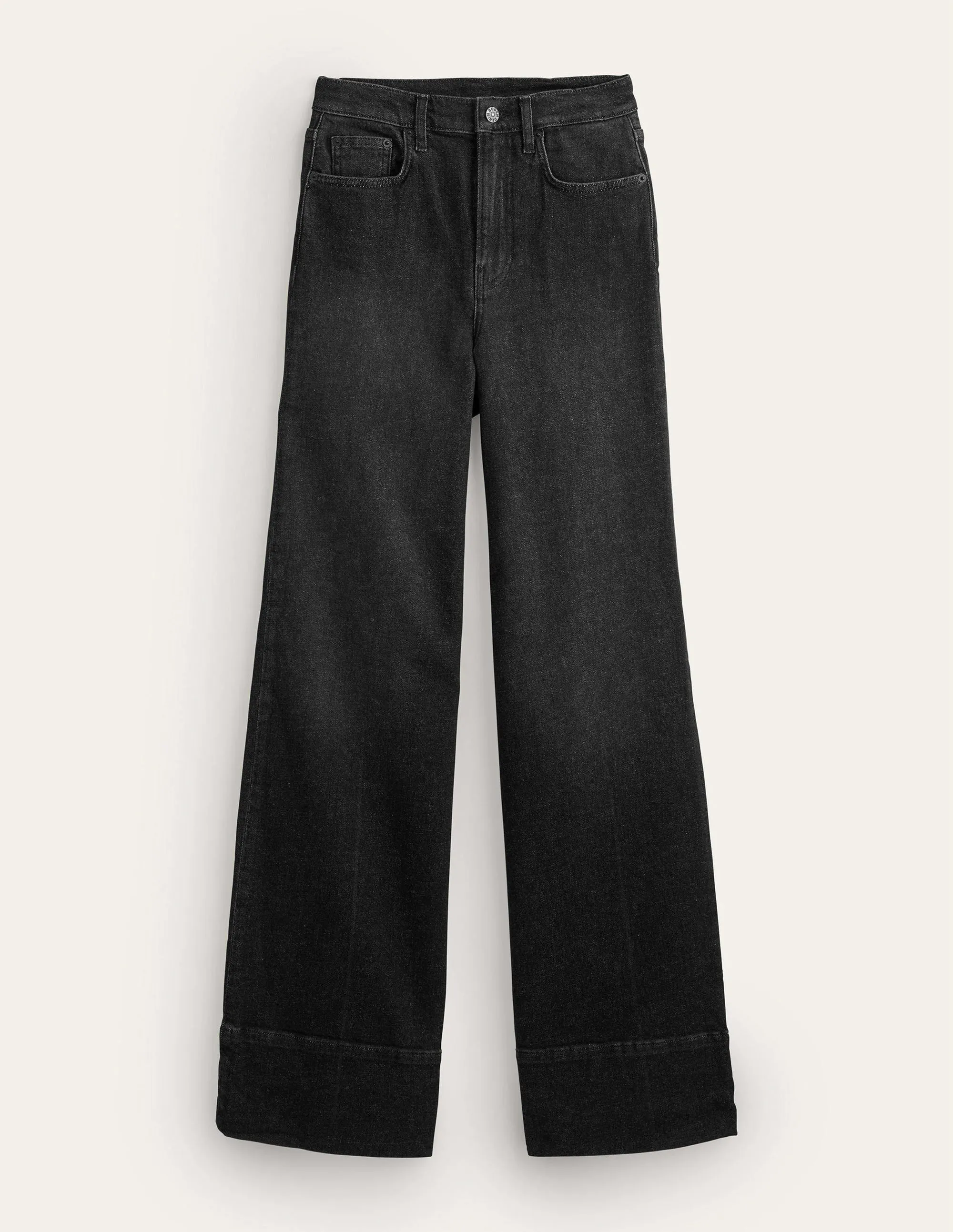 Full Length Straight Jeans-Washed Black