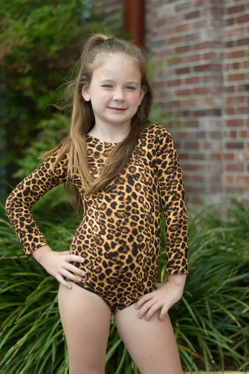 Girls Animal Leopard Print Leotard