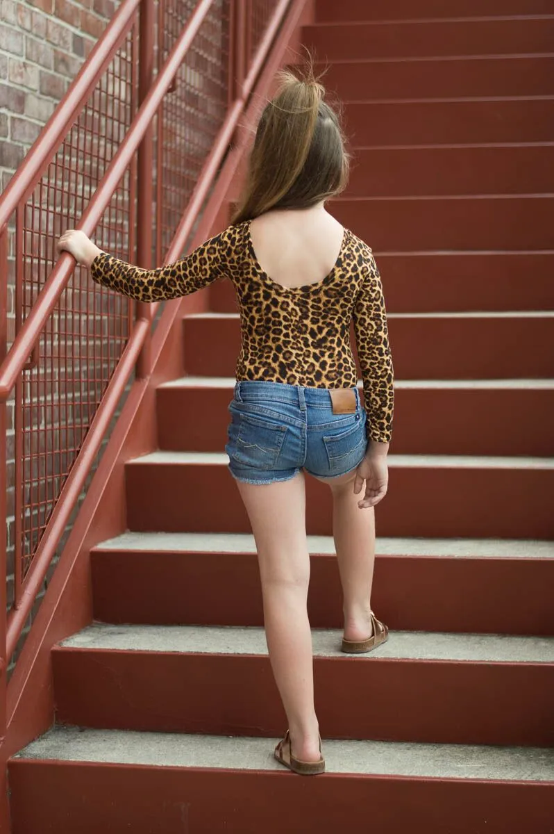 Girls Animal Leopard Print Leotard