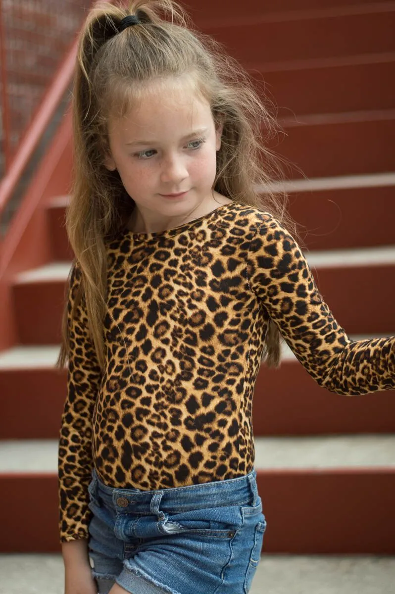 Girls Animal Leopard Print Leotard