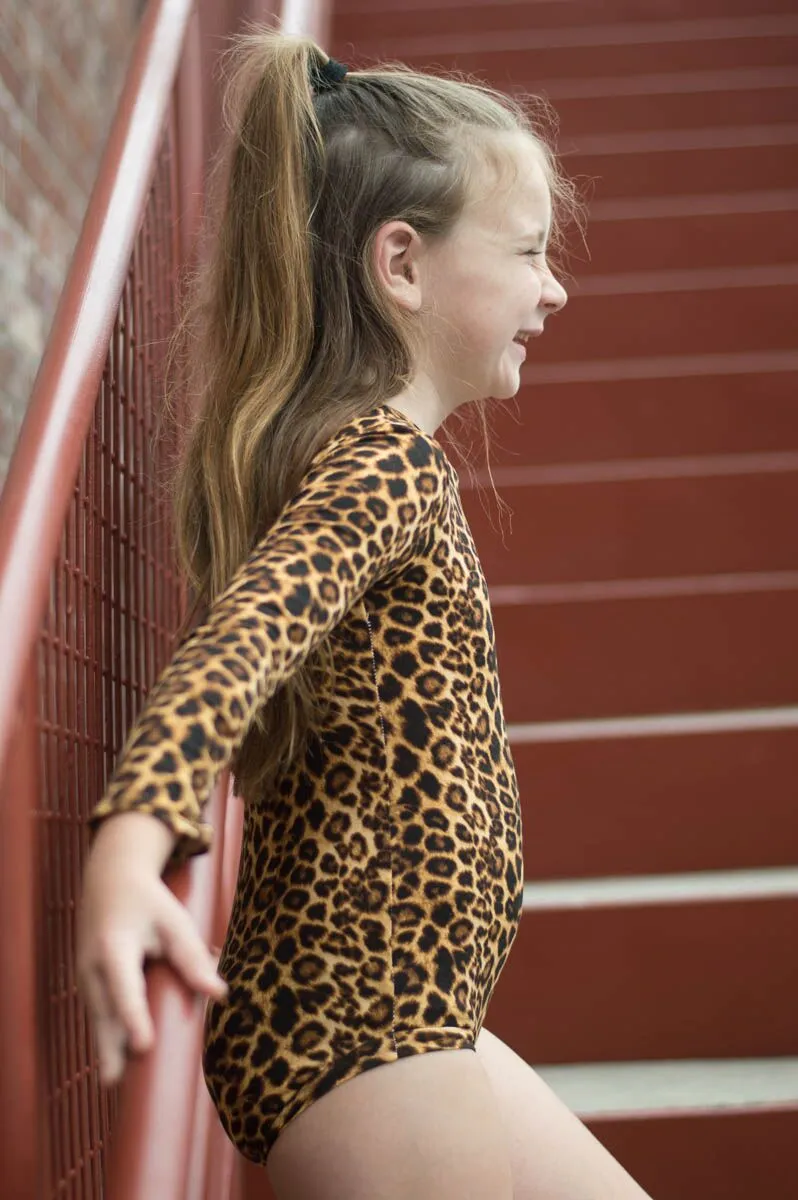 Girls Animal Leopard Print Leotard