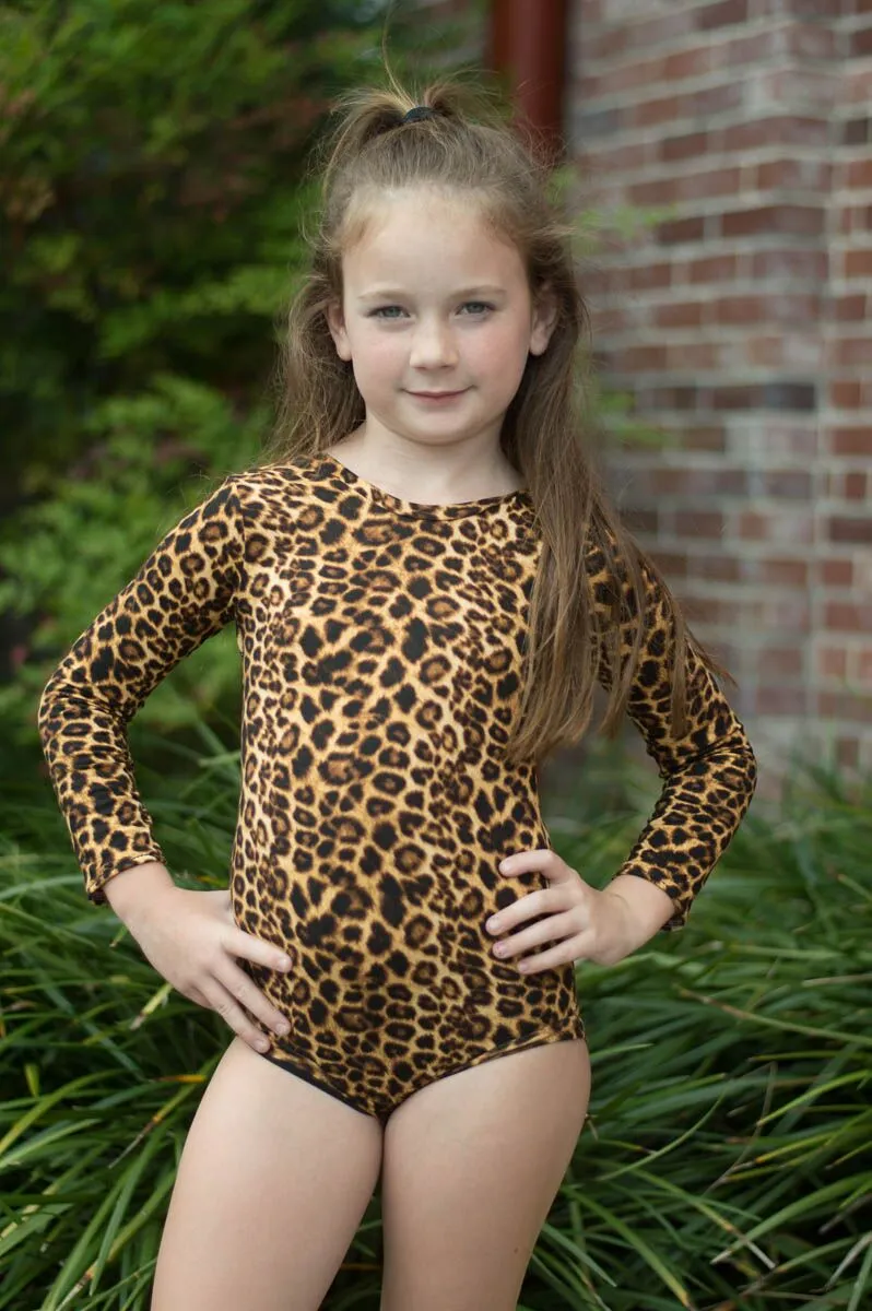 Girls Animal Leopard Print Leotard