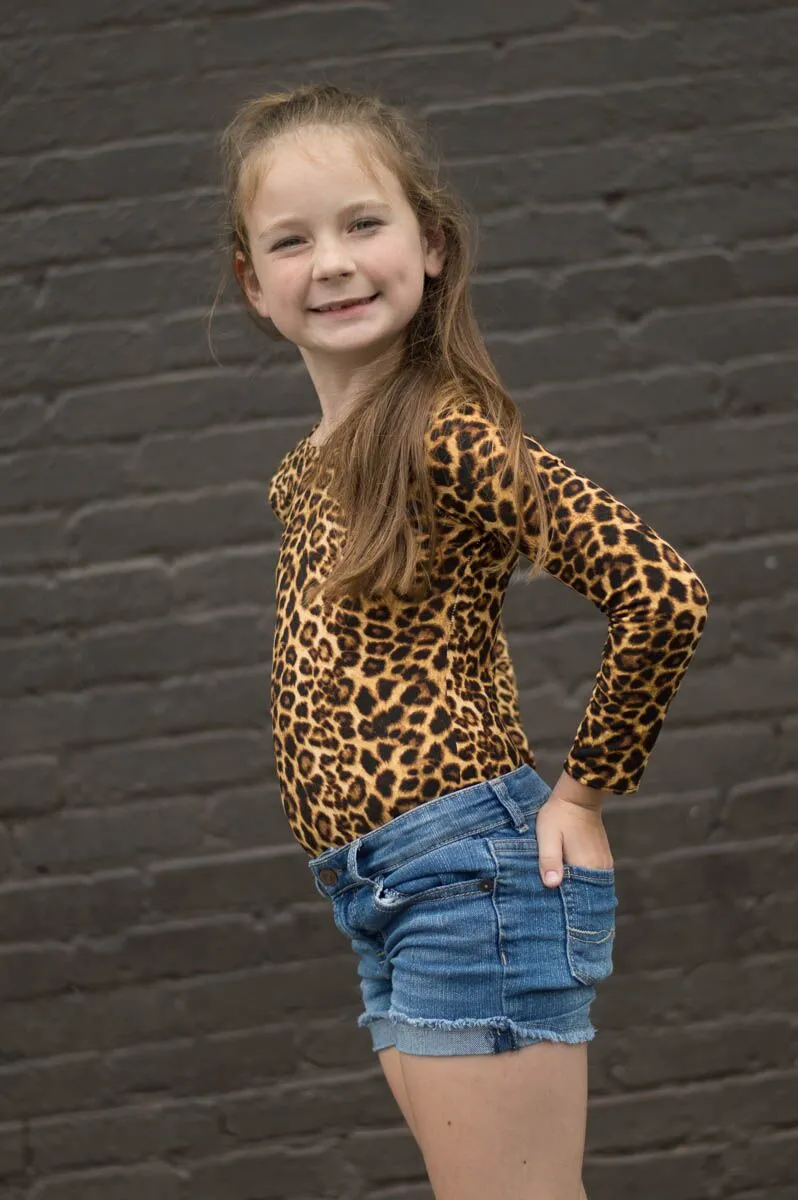 Girls Animal Leopard Print Leotard