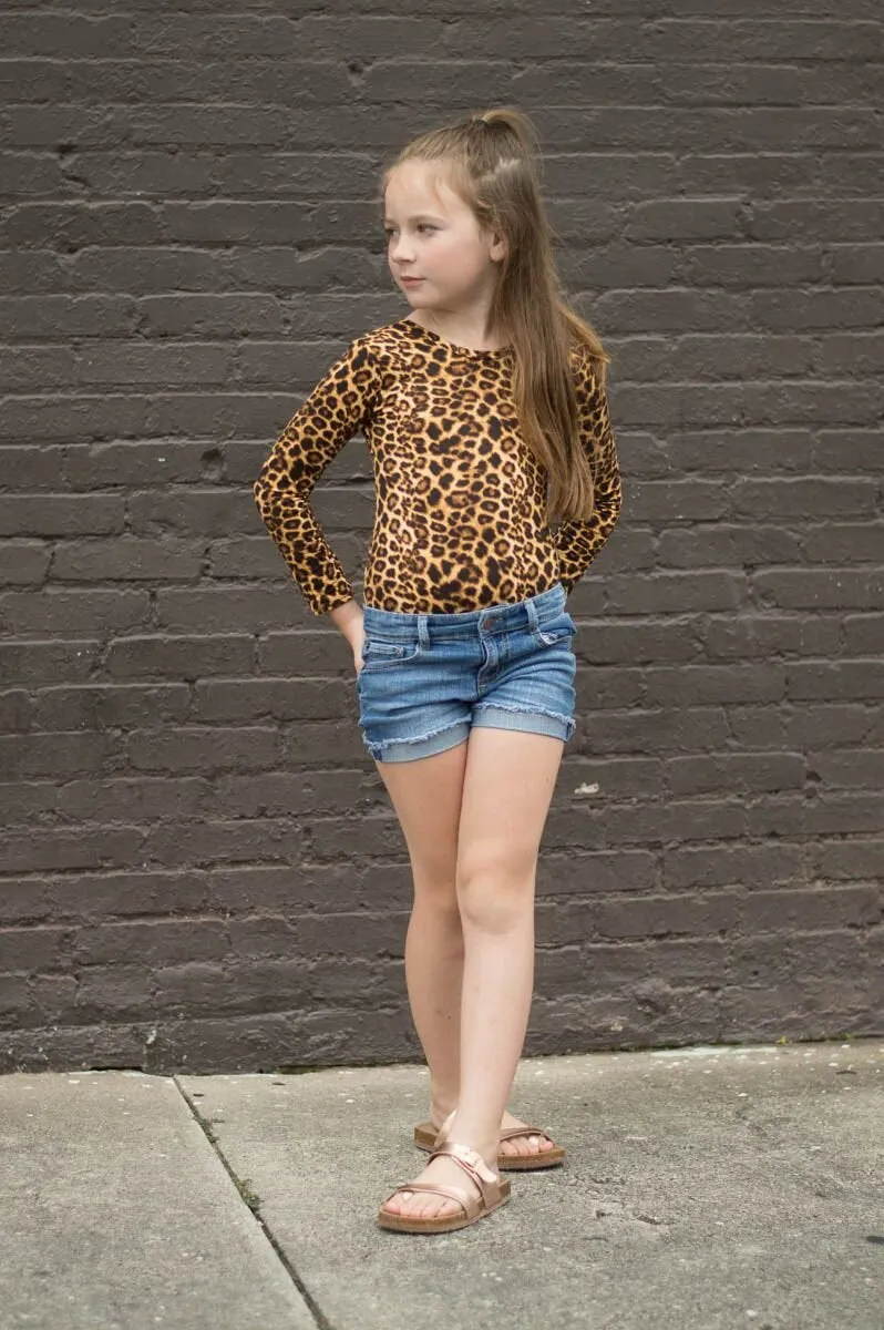 Girls Animal Leopard Print Leotard