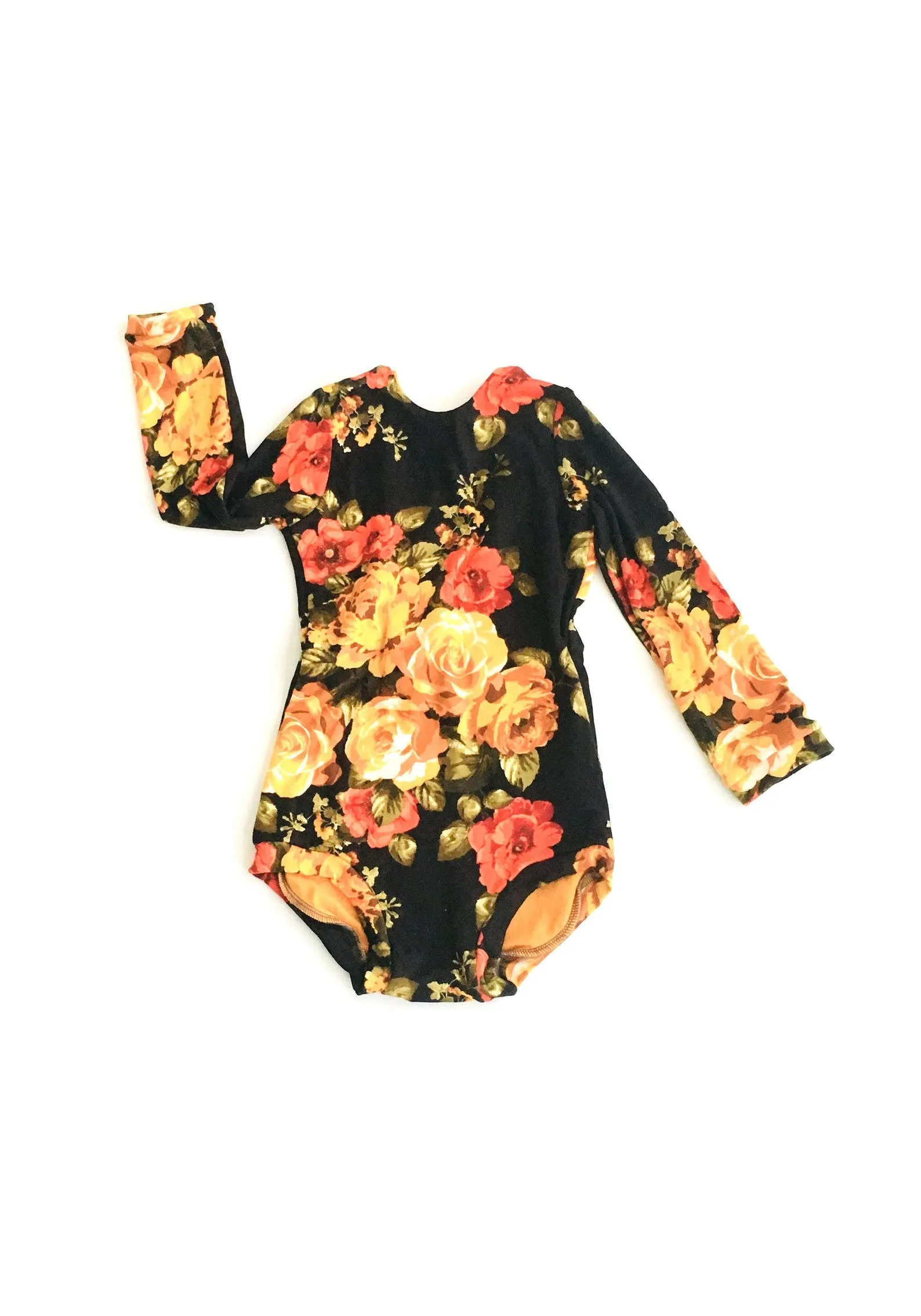 Girls Black Floral Leotard