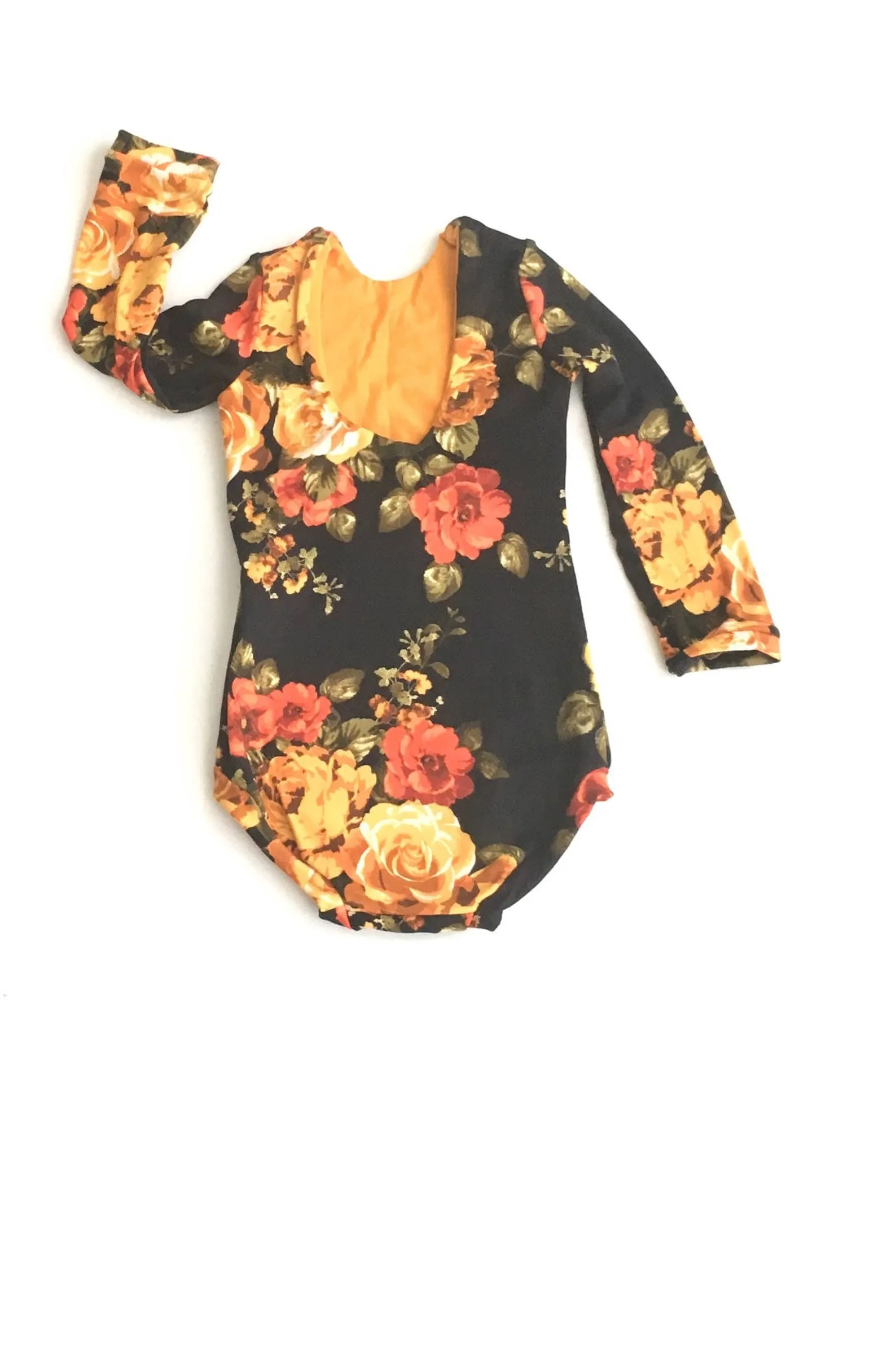 Girls Black Floral Leotard