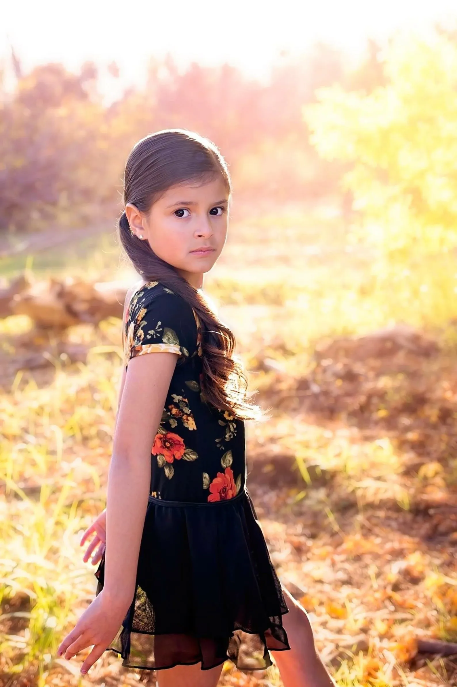Girls Black Floral Leotard