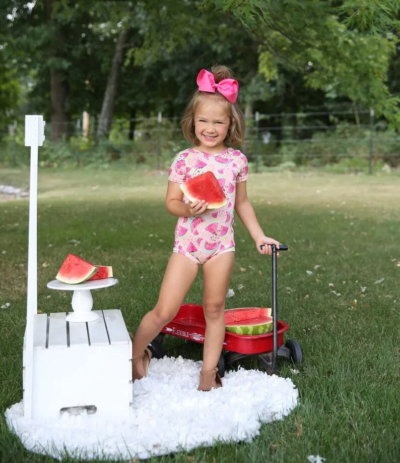 Girls Pink Watermelon Leotard
