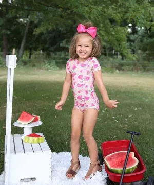 Girls Pink Watermelon Leotard