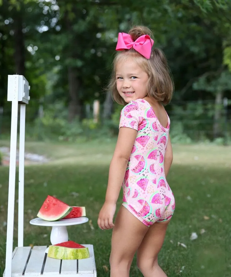Girls Pink Watermelon Leotard