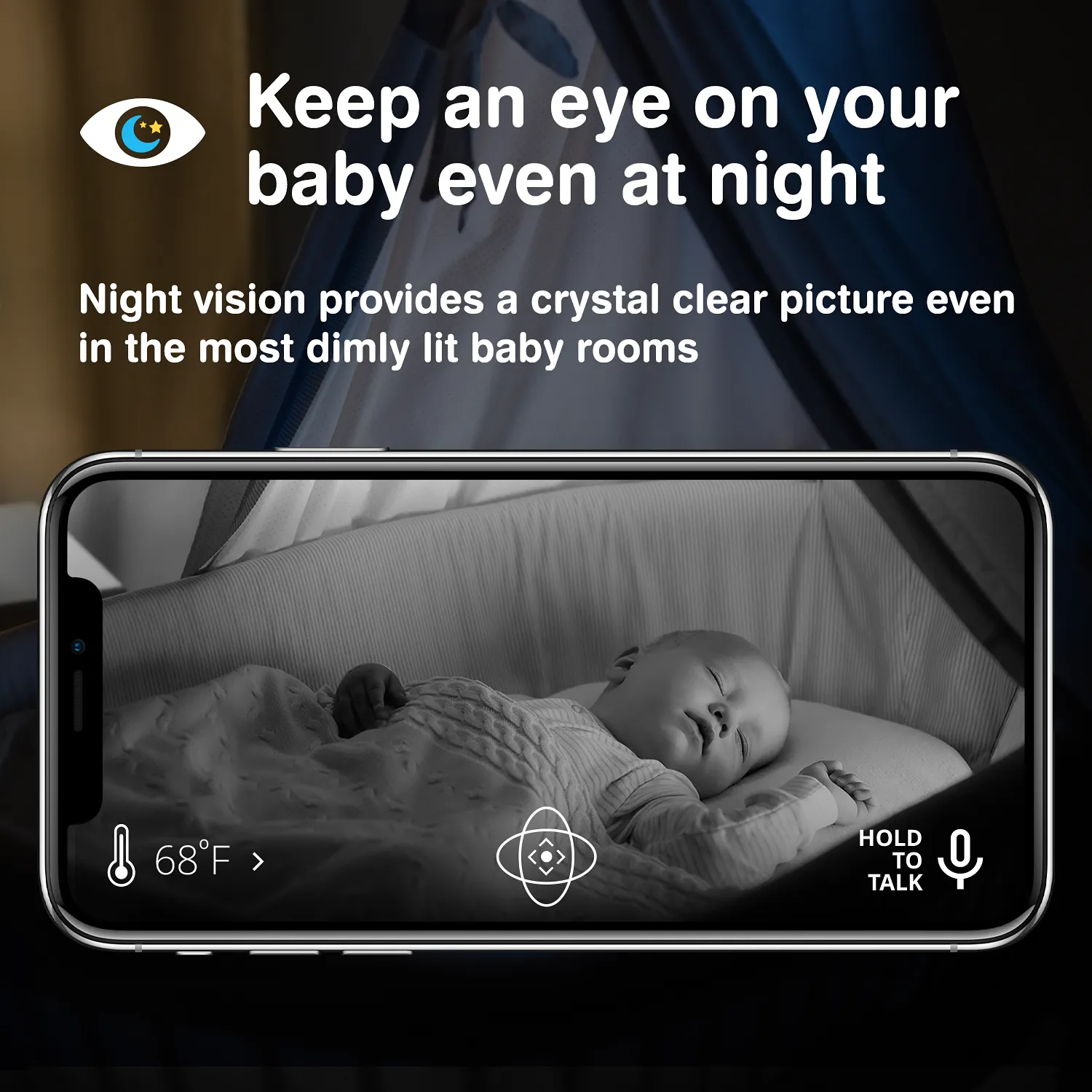 Invidyo The World's Smartest Video Baby Monitor with Crib Mount   1-Year Subscription