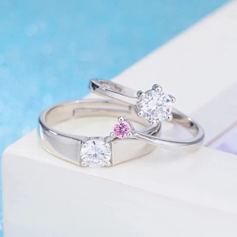 JETTING - Classic Silver Color Adjustable Couple Ring Set: Symbol of Unity and Commitment