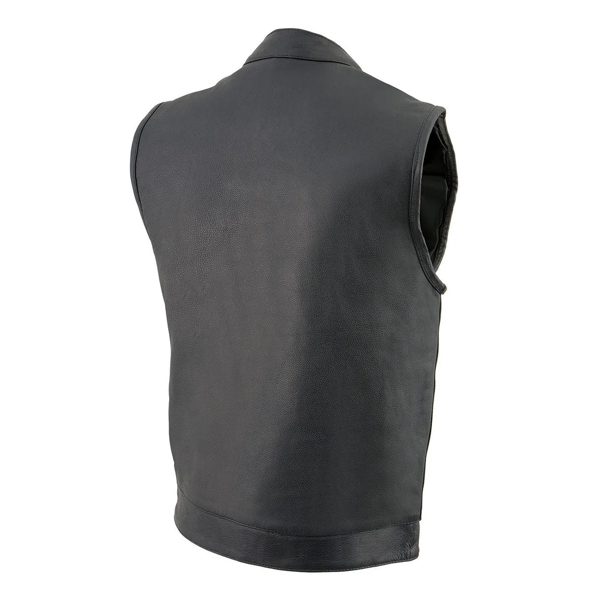 Milwaukee Leather Men's Black Cool-Tec Naked Leather Vest - Club Style Dual Closure Motorcycle Rider Vest MLM3514