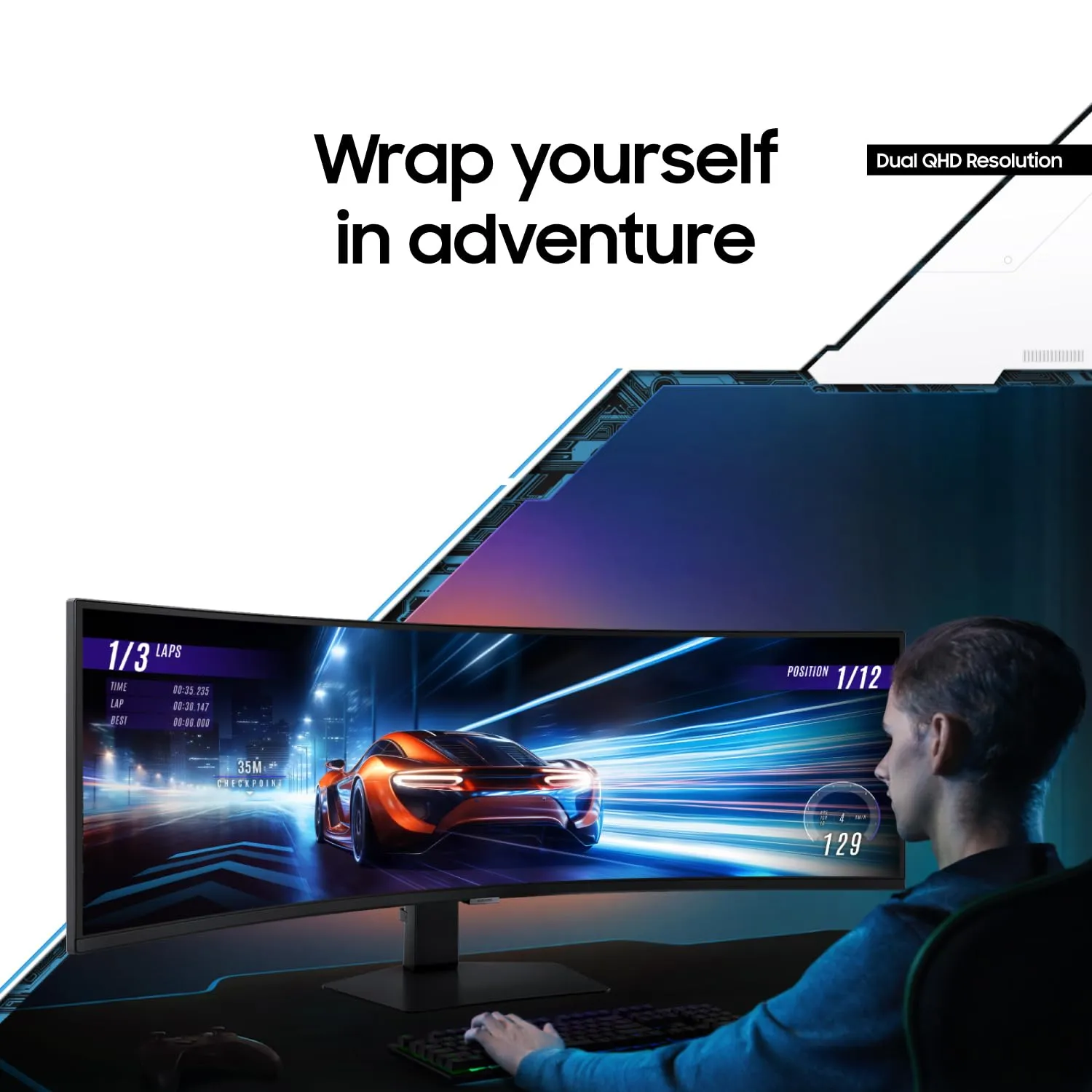 SAMSUNG 49" Odyssey G9 (G95C) Series DQHD 1000R Curved Gaming Monitor, 240Hz, 1ms(GtG), DisplayHDR 1000, AMD FreeSync Premium Pro, Eye Saver Mode, Auto Source Switch , LS49CG950ENXZA, 2024