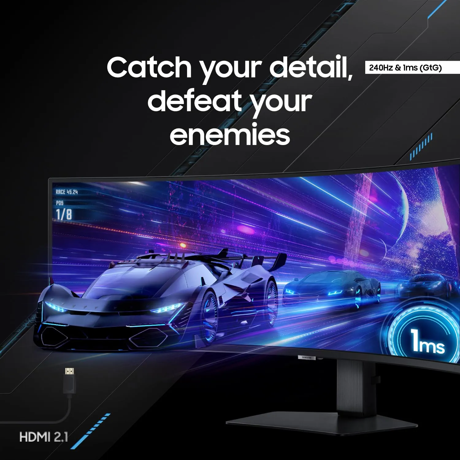 SAMSUNG 49" Odyssey G9 (G95C) Series DQHD 1000R Curved Gaming Monitor, 240Hz, 1ms(GtG), DisplayHDR 1000, AMD FreeSync Premium Pro, Eye Saver Mode, Auto Source Switch , LS49CG950ENXZA, 2024