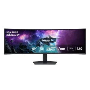 SAMSUNG 49" Odyssey G9 (G95C) Series DQHD 1000R Curved Gaming Monitor, 240Hz, 1ms(GtG), DisplayHDR 1000, AMD FreeSync Premium Pro, Eye Saver Mode, Auto Source Switch , LS49CG950ENXZA, 2024