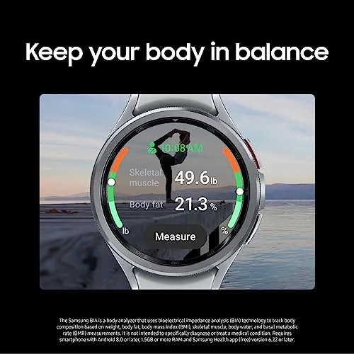 Samsung Galaxy Watch 6 Classic 47mm Bluetooth Smartwatch, Rotating Bezel, Fitness Tracker, Personalized HR Zones, Advanced Sleep Coaching, Heart Monitor, BIA Sensor, Health Insights, US Version Silver