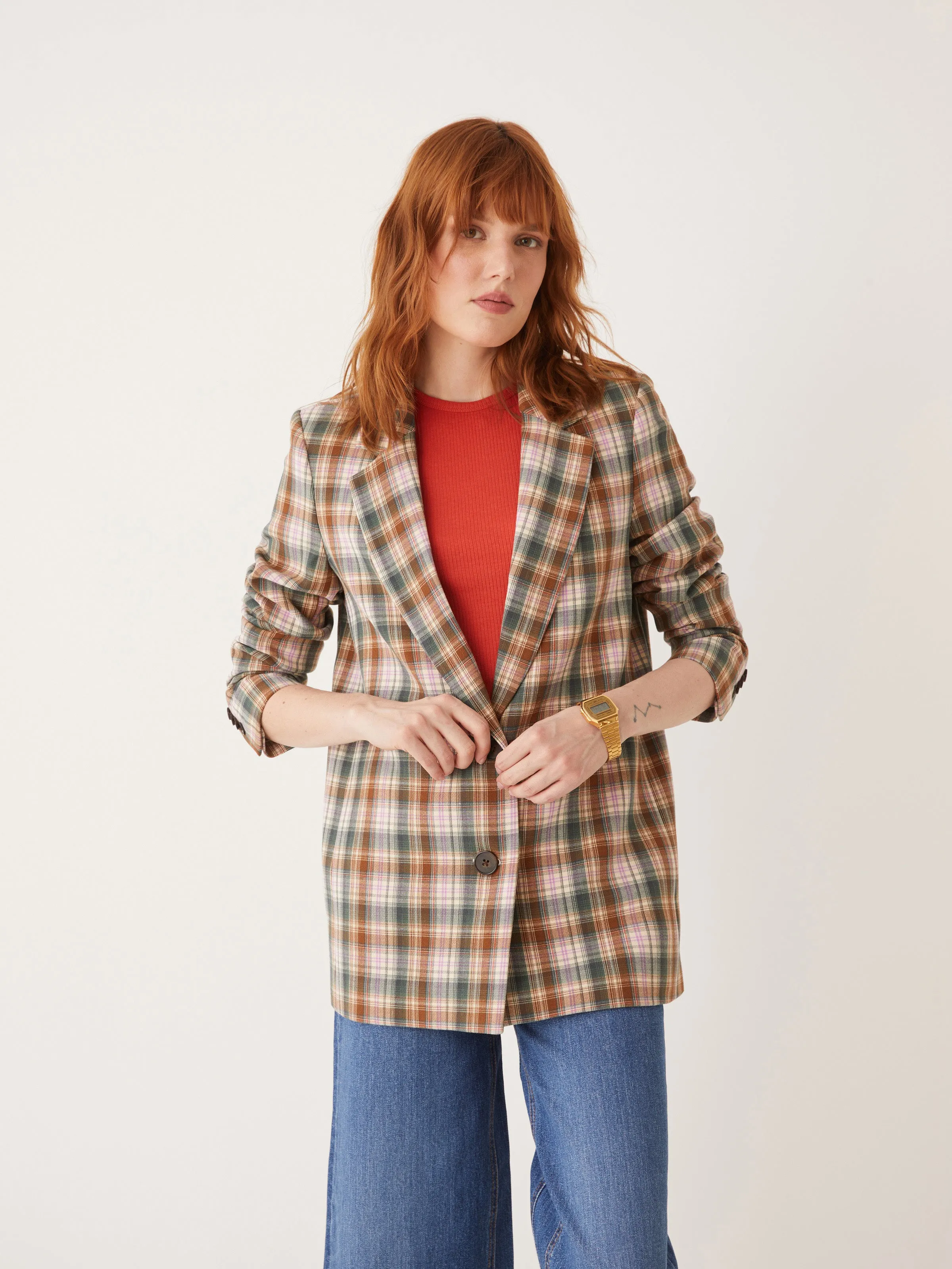 The Plaid Blazer in Smoked Green