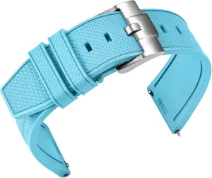 ULLCHRO FKM Rubber Watch Strap 20mm 22mm Quick Release Fluororubber Band with Silver Buckle Soft Breathable Durable Rubber Sport Strap for Men Women Waterproof Silicone Replacement